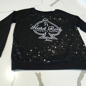 Hard Rock Cafe Black Sequin Sweatshirt Biloxi Size Small Unique Style